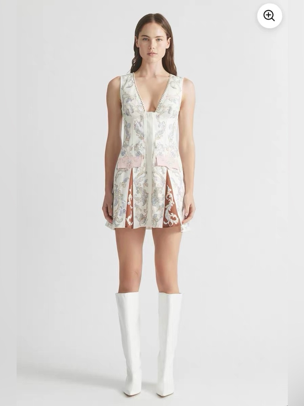 Antipodean Hand Drawn Pattern Bitter Sweet Paneled Mini Dress - Rare🤍